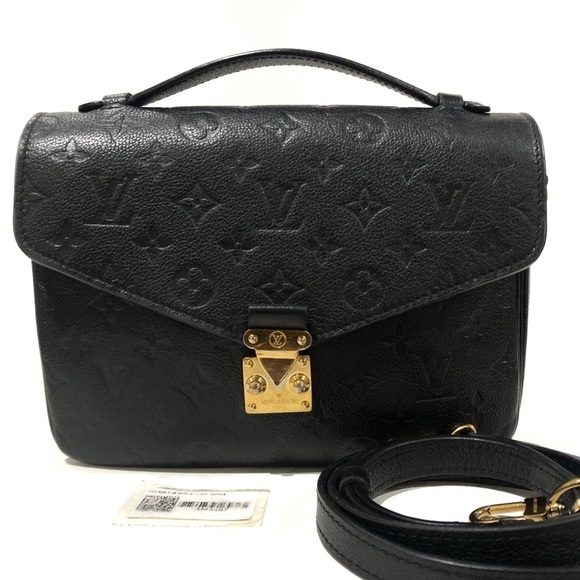 Auth Louis Vuitton Monogram Empreinte Black Leather Pochette Metis Crossbody - Picture 1 of 17